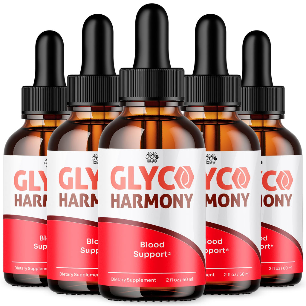 Glyco Harmony Drops, Official Glyco Harmony Liquid Supplement with All Natural Ingredients, GlycoHarmony Blood Support Max Strength Health & Wellness Vitamin Supplement (5 Bottle Bundle, 150 Servings)