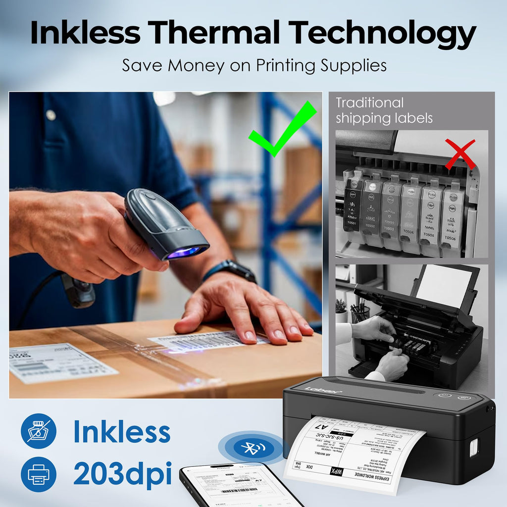 Labeer Bluetooth Thermal Shipping Label Printer, Wireless 4x6 Label Printer