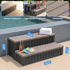 36.6” Hot Tub Steps with Storage, 780 lbs Load Capacity Heavy Duty Outdoor Spa Steps with No-Screw Snap Assembly, Non-Slip Universal Hot Tub Stairs for Spa, Pool, Patio, RV, Porch & Indoor Use, Coffee