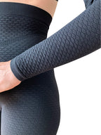 Bioflect® Compression Arm Sleeves Wrap with Bioactive Fibers and Raised Massaging Knit - for Support and Comfort - Black L/XL