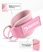 DMoose Fitness Ankle Straps for Cable Machines - One Size Fit Premium Padding, Glute Kickback Ankle Strap for Women & Men, Cable Attachments for Gym & Booty Workouts (Bubblegum Pink - Single)