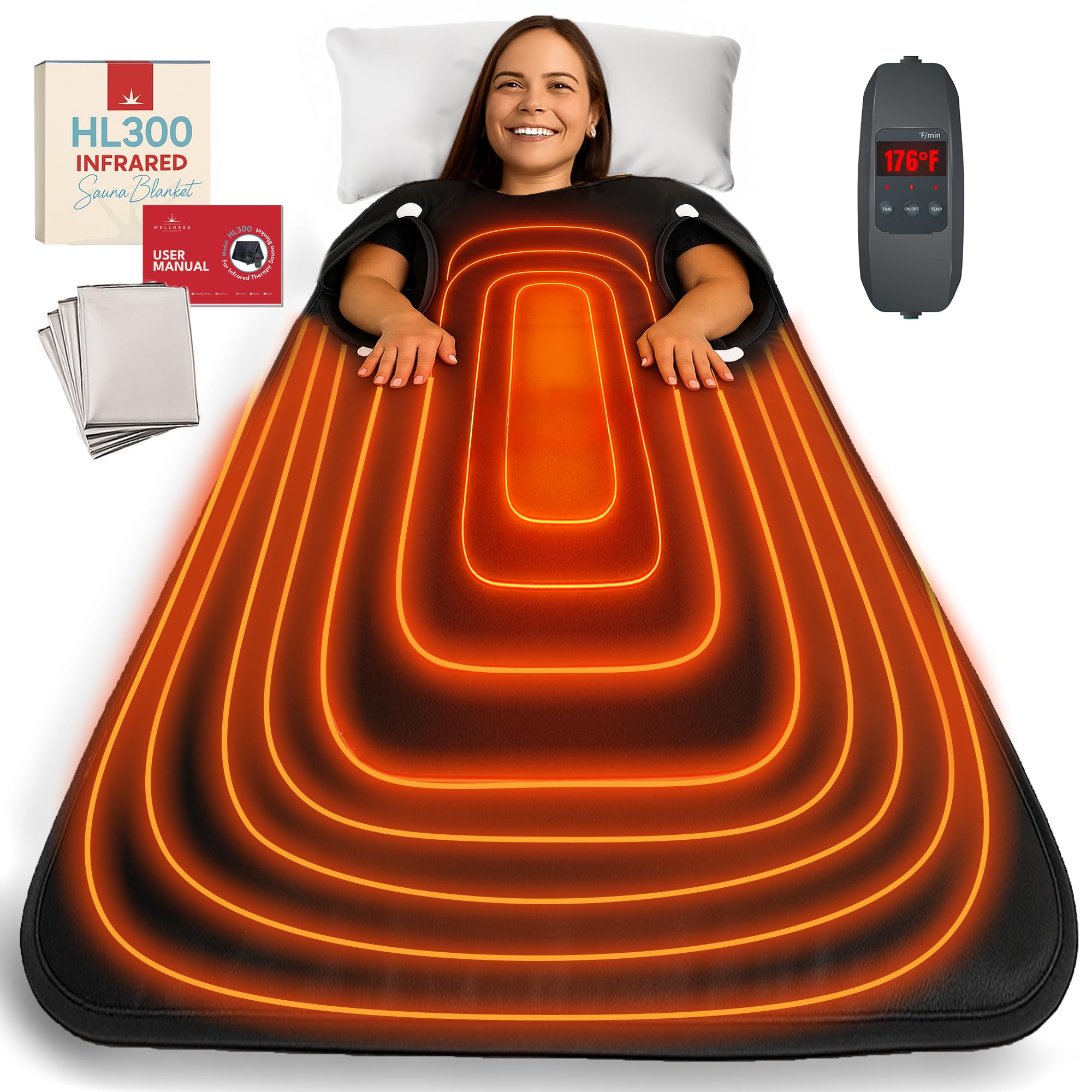 Infrared Sauna Blanket - Portable Sauna Blanket for Home Weight Loss and Detox, Personal Far Infrared Dry Therapy Bag for One Person Relaxation with Adjustable Temp 95-176°F. 120V 400 Watts 70" x 31"