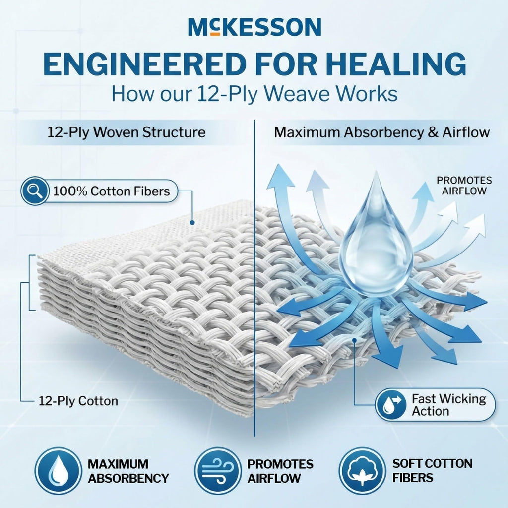 McKesson Non-Sterile Woven Gauze Pads, 4 x 4 in, 2000 ct