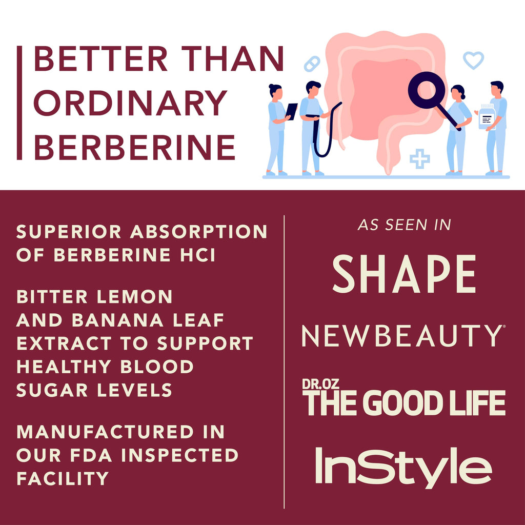 PLANT.O NUTRITION Berberine Supplement - 10xHigher Absorption Berberine HCI Complex with Bitter Lemon & Banaba Leaf - Cholesterol & Metabolic Clinically Researched Support - 60 Capsules Non-GMO