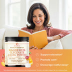 Magnesium Glycinate Powder 400MG | Sleep & Relaxation Support | Peach Mango Flavor, Sugar-Free | High Absorption Chelated Magnesium Powder | Vegan, Gluten-Free, Non-GMO | 30 Servings | 225g (7.94oz)