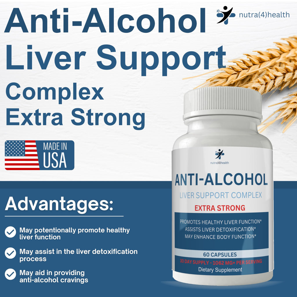 nutra4health Anti Alcohol Craving Supplement, Anti-Alcohol Complex, Anti Drink Support, 60 Capsules to Help Reduce Cravings