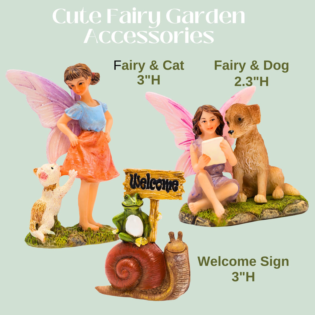 PRETMANNS Fairy Houses for Outside - Fairy Garden House Kit & Sign