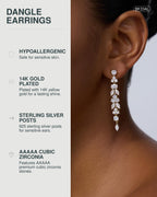 PAVOI 14K Yellow Gold Plated Cubic Zirconia Dangle Earrings for Women