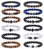 Jewdreamer 12PCS Beaded Bracelets for Men 8MM