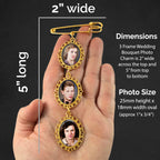 Wedding Bouquet Memorial Remembrance Photo Charm Gold Holds 3 Pictures
