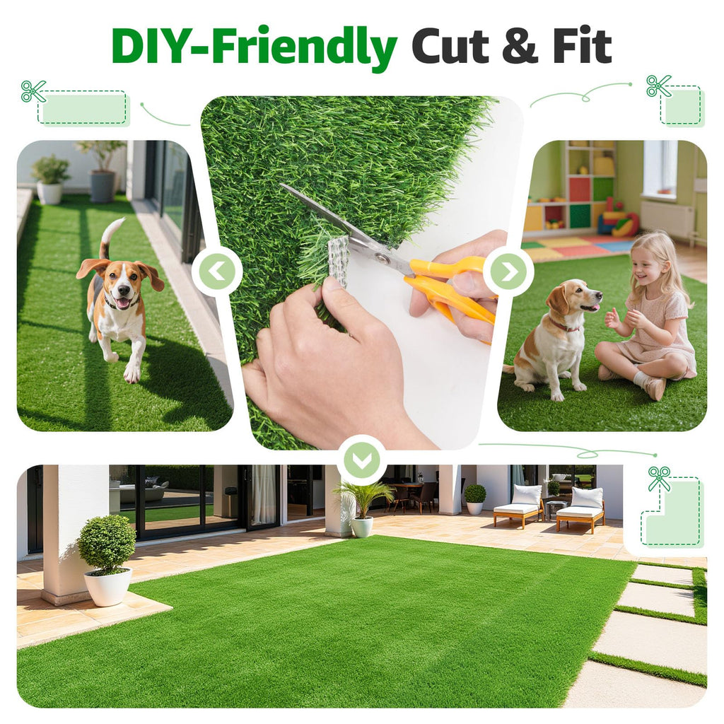 Artificial Grass Fake Turf Grass Outdoor Indoor with Drainage Holes, 3x5FT