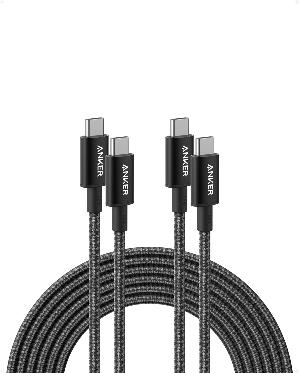 Anker USB C to USB C Cable, 100W Fast Charging Cable (2-Pack, 10 ft, Black)