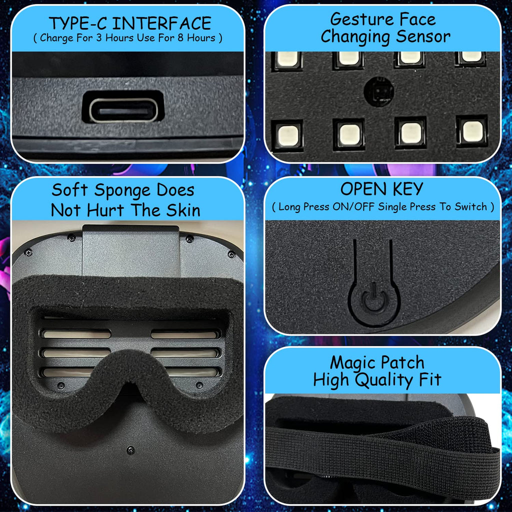 MOYACA Led Mask Light up Mask with Gesture Sensing, Cool Toys Men Boys Gift