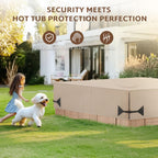 iBirdie Outdoor Waterproof and Weatherproof Hot Tub Cover 90 x 90 inch fit 89 x 89 or 88 x 88 or 87 x 87 Square SPA 600D Heavy Duty Cover Protectors Protective Cap, Brown