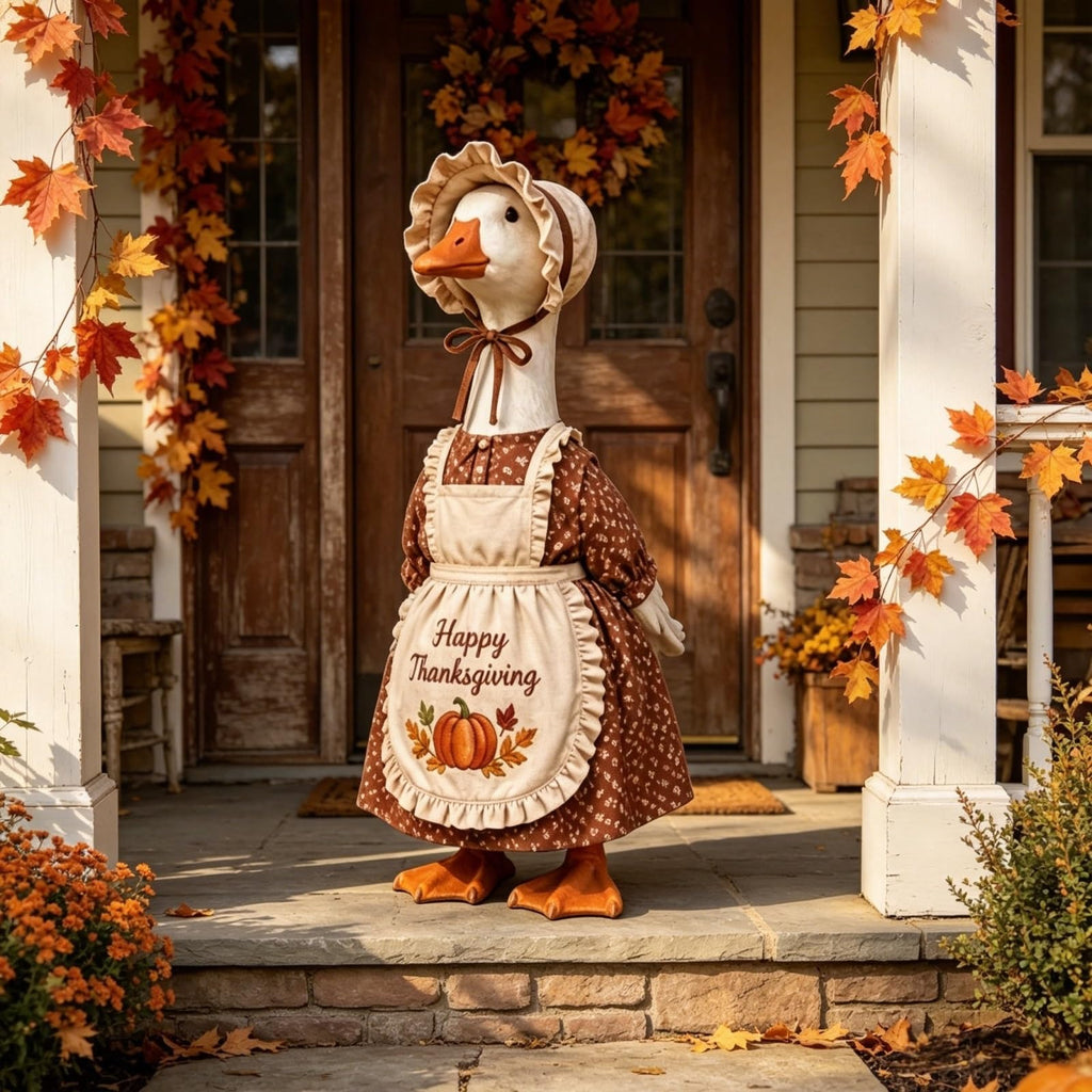 Gliswaieuznd Thanksgiving Pilgrim Porch Goose Outfits for 23'' Goose Statue