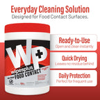 WIPESPLUS No-Rinse Food Contact Wipes Canister Multi-Surface Wipes, Unscented for Home and Business, 600, (6 Packs of 100)