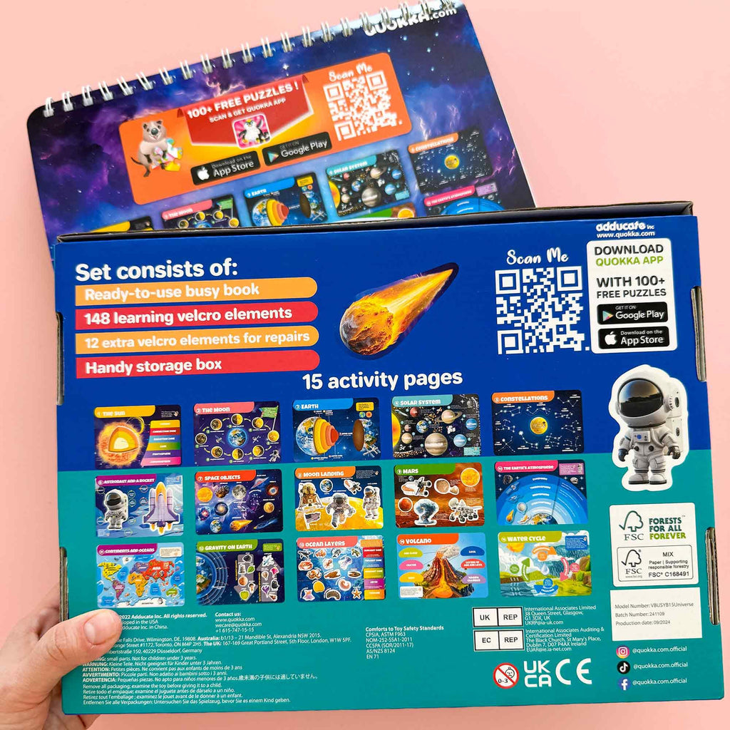 QUOKKA Montessori Busy Book for Ages 4-8 - Pre K Toddler Learning Activities for Homeschooling - My Preschool Busy Book for Toddlers 3-5 - 15 Kids Educational Solar System Activities