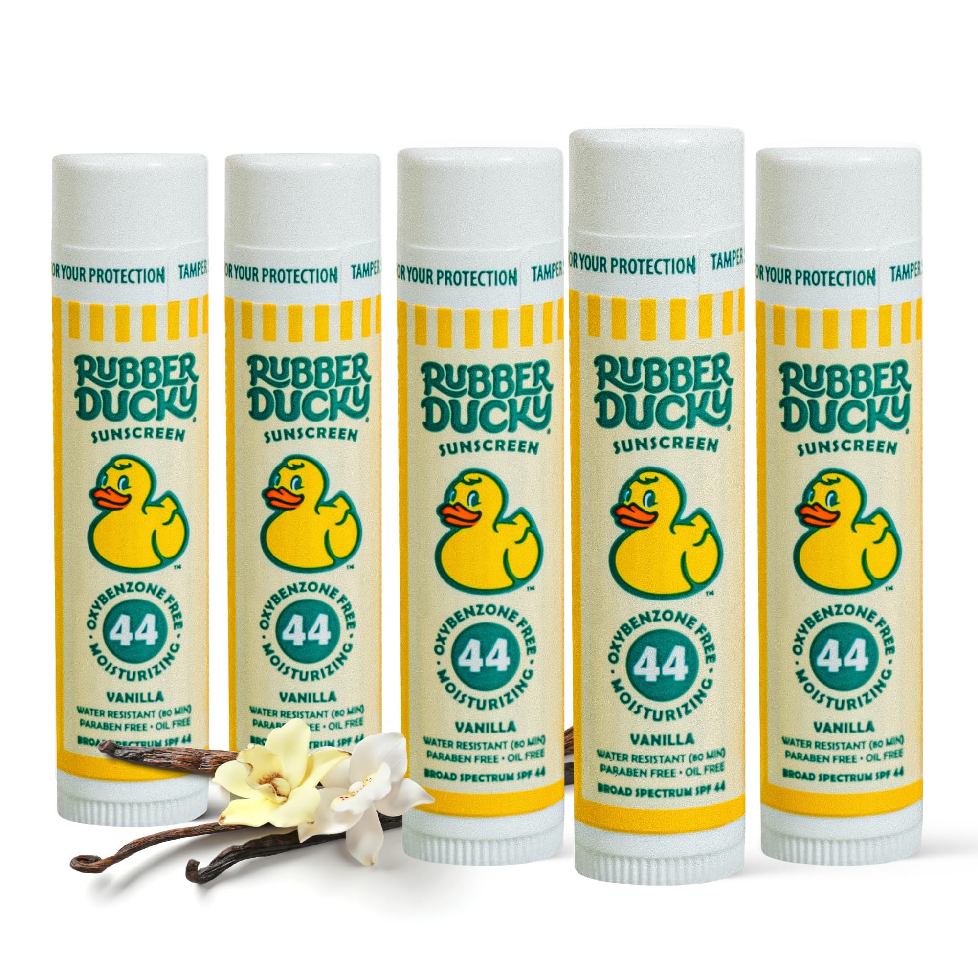 Rubber Ducky | Lip Balm with SPF 44, Water Resistant Sunscreen Lip Balm | Vegan, Untinted, Vanilla Flavor, with Vitamin E | All Season - Broad Spectrum Sunscreen for Lips