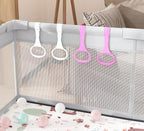 10pcs Walk Assistant Plastic Baby Crib Pull Rings for Baby Pull Up Rings Cot Hanging for Infant Toddler Practice Tool (Pink 10pcs)