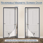 Okayavo Upgraded Magnetic Screen Door Thicker 255g/㎡ Reinforced Mesh,Reversible Left Right Side Opening,Fit Door Size 32 x 80 Inch,Retractable Mosquito Net for Door,Mesh Insect Screens not of Metal