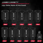 1/2 Drive Deep Impact Socket Set: 11-Piece Metric Size Wheel Axle Nut Wrench Metric Large Jumbo 27mm 29mm 30mm 31mm 32mm 33mm 34mm 35mm 36mm 38mm Spindle Joint High Torque Truck Bearing Locknut