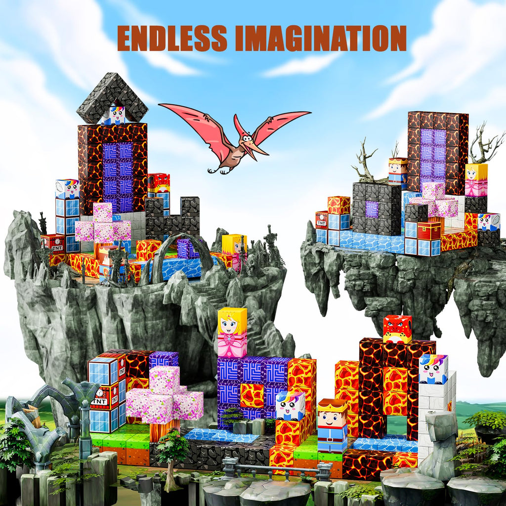 Magnetic Blocks - Build Magnet World Magic Portal Set, Magnetic Tiles Building Blocks Toddler Toys STEM Sensory Outdoor Toys for 3+ Year Old Boys & Girls, Creative Kids Games Kids Toys-120PCS