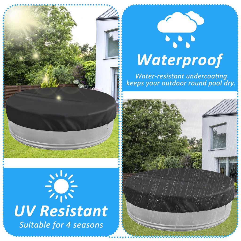 8ft Extra Large Round Stock Tank Pool Cover,Steel Round Stock Tank Pools Cover for Protection from Debris, Leaves, Dust - Waterproof and UV Resistant,Stock Tank Pools Cover with Drawstring Design