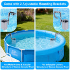 Toodour Above Ground Pool Skimmer, Wall Mount Floating Surface Skimmer with Removable Skimmer Basket & 10 Skimmer Socks, Adjustable Floating Pool Filter for Inflatable Collar/Tubular/Metal Frame Pools