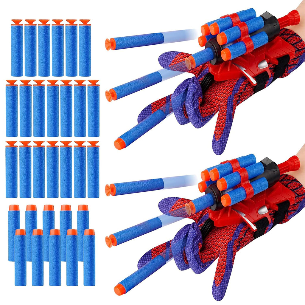 Set of 2 Spider Web Shooter Wrist Launcher Gloves - Halloween Decorations