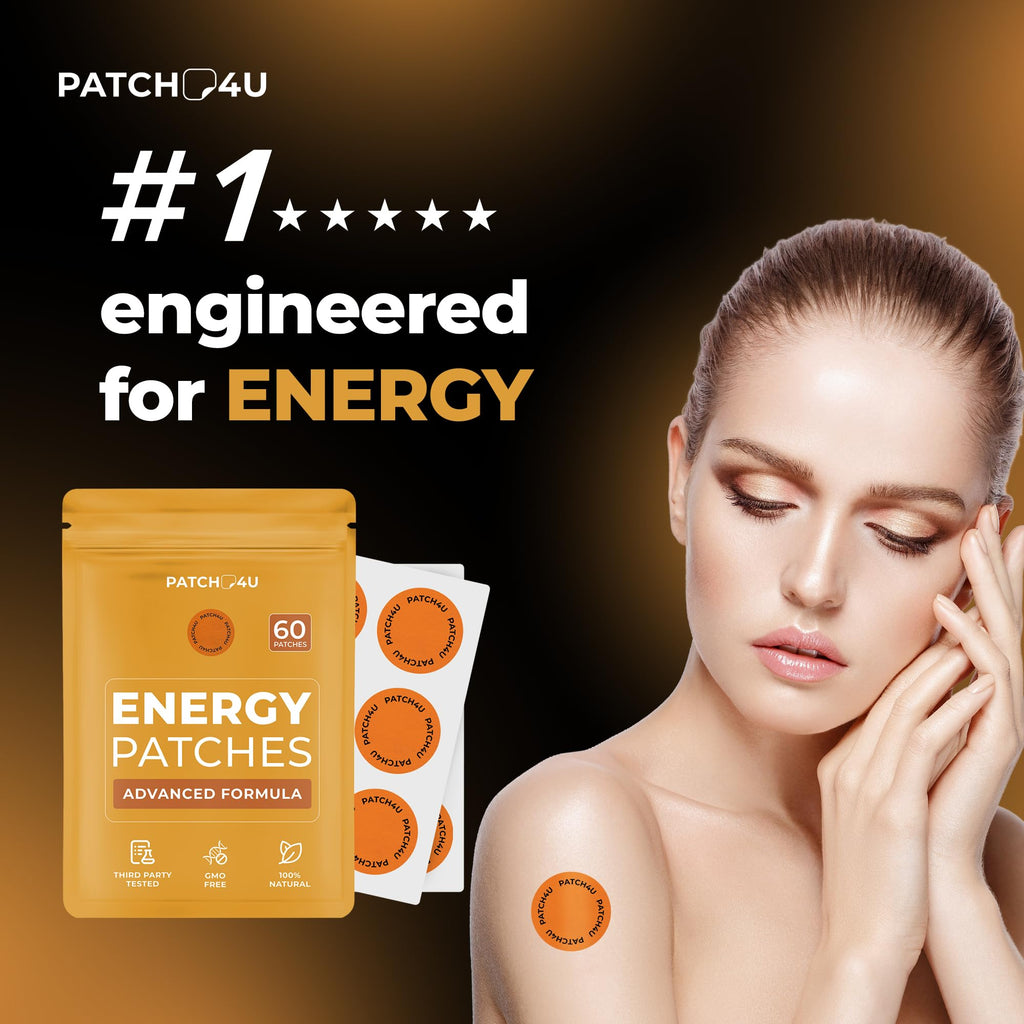 Energy Patches with B12-9-in-1 Biotin, Thiamine & B-Vitamin Complex + Natural Caffeine for Women & Men - Energy & Focus - 60 Day Supply