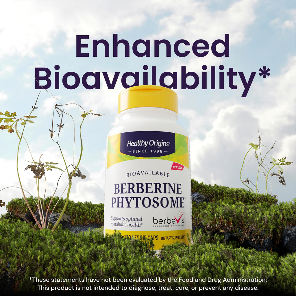 Healthy Origins Berberine Phytosome 550 mg, 120 Veggie Capsules - Bioavailable Berberis Aristata Extract - Supports Metabolic Health, Body Composition, Advanced Phytosome Technology - 4 Month Supply