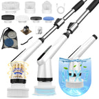 Dreazu Electric Spin Scrubber, 12-in-1 Shower Scrubber & Retractable Long Handle, 44 lbs High-Torque & Variable Speed Shower Cleaning Brush for Bathroom,Toilet, Bathtub, Kitchen, Tile Floors, Car