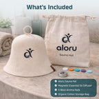 100% Merino Wool Sauna Hat for Women & Men with Aroma Diffuser, Ultra Soft Heat Protection for Hair & Scalp, Lightweight Merino Wool Sauna Cap, Hanging Loop & Storage Bag Included