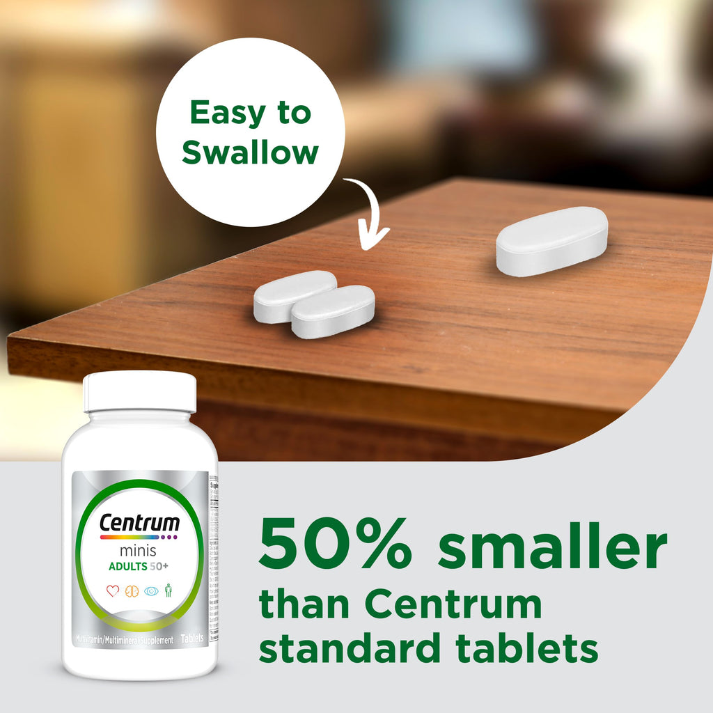 Centrum Minis Silver Multivitamin for Adults 50 Plus, Multimineral Supplement, Vitamin D3, B-Vitamins, Gluten Free, Non-GMO Ingredients, Supports Memory and Cognition in Older Adults - 320 Ct