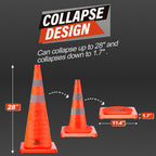 RoadHero 28 Inch 2 Pack Collapsible Traffic Safety Cones with Bag,Orange