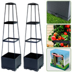 Biotolot 2 Packs Raised Garden Bed Tomato Planter Box with Trellis,44.8" Self-Watering Tomato Cage with Trapezoidal Trellis for Climbing Plants Flowers Vegetables Vine in Patio Garden Indoor Outdoor