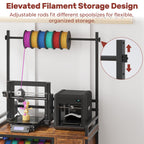 Anrigeail 3D Printer Stand with Filament Storage – Tall 66" Heavy Duty Metal 3D Printer Table with Power Hub, Drawer & X-Bracket Stability for Workshop, Studio, Office