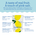 GOODONYA HYDRATE Electrolyte & Mineral Powder, 11.9oz, 42 Servings - Certified Organic, Real Lemon Juice, Himalayan Pink Salt, Stevia, Coconut Water, Paleo, Plant Based, No Sugar Added