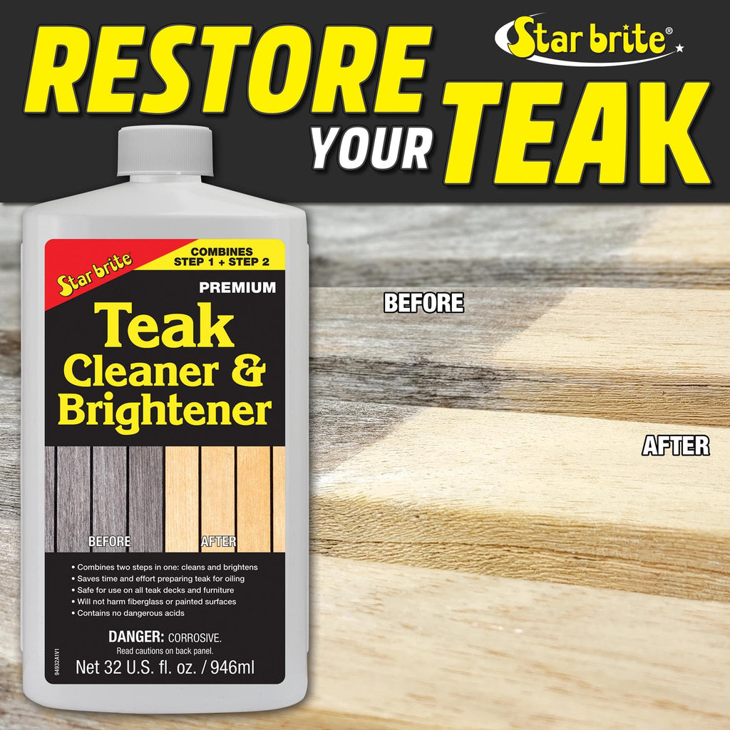 Star Brite Teak Cleaner & Brightener, Restore Weathered Wood, 32oz (094932)