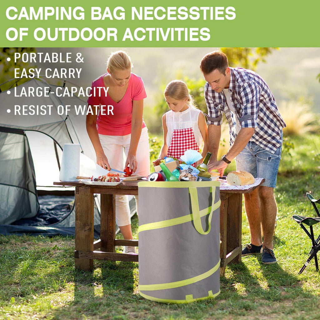 Altdorff Resuable Leaf Bag 2 Pack, Collapsible Trash Can for Camping, Garden Waste Bag Pop Up, 120L Large Yard Waste Container with Drain Holes and Drawstrings for Windy Days