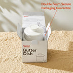 Sweese French Butter Dish - Butter Crock for Counter with Water Line for Fresh Spreadable Butter - French Butter Keeper with Lid - Housewarming Gift For The One Who Has It All - White