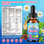 Kids Focus and Attention Supplements with Phosphatidylserine, Omega-3, Magnesium Glycinate, L-Theanine, Folate, Brain Vitamins Liquid Drops for Kids Memory, Cognitive, Sleep & Mood,Strawberry,2 Fl Oz