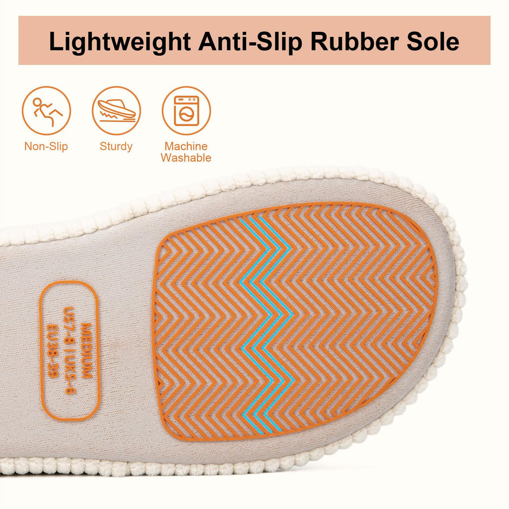 LongBay Slippers for Women Memory Foam Open Toe Slide Indoor House Shoes Slip On Bedroom Comfy Gift Beige, 7-8