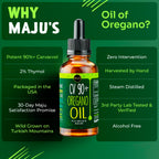 MAJU Oregano Oil Drops - Potent 90%+ Carvacrol (2 fl Oz) Wild Mediterranean Essential Oil of Oregano Liquid, Aceite de Oregano, Immune and Seasonal Support