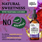 Wild & Organic Saffron Supplements 88.5 mg - Mood, Brain & Vision Support - Liquid Saffron Drops - Add to Tea - Crocus Sativus Herb Extract - Vegan, Sugar & Alcohol-Free Tincture - 2 fl oz