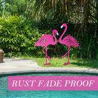 Riakrum 4 Pcs Flamingos Outdoor Yard Decor Pink Metal Flamingos for Yard Garden Large Bird Statue Ornaments for Lawn, Patio Outside Art Decor