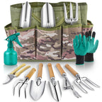 Gardening Tool Set of 9 PCS, Saraily Heavy Duty Gardening Tool Set with Durable Garden Tools Organizer Handbag, Non-Slip Rubber Gloves, Rust-Proof Garden Tool Set, Ideal Garden Gifts for Women, Mom
