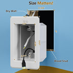 DVFR1W-1 Recessed Outlet Box, Recessed Electrical Box for Wall Mount TV, Outlet Mounting Box for New Construction&Retrofit Projects, Wall Outlet Box with Duplex & Decorator Style Covers,1-Gang