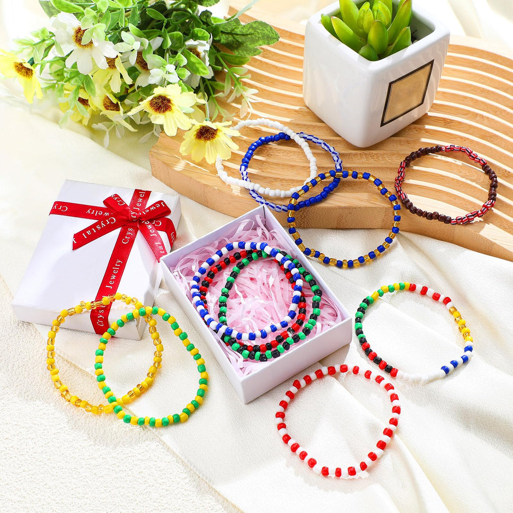 Siifert 11 Pcs Ilde Pulseras Santeria Handmade Unisex Stretch Bracelet Tobillera Iyawo Babablawo Orula Shango Obatala Eleggua Ogun Ochosi Oshun Yemaya Oya San Seven African Powers