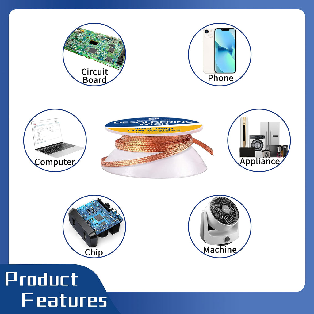 Sn42/Bi58 Lead Free Solder Paste (30g) & No Clean Soldering Flux(10cc) & Soler Wick for Electronic Soldering, SMD/SMT Remove